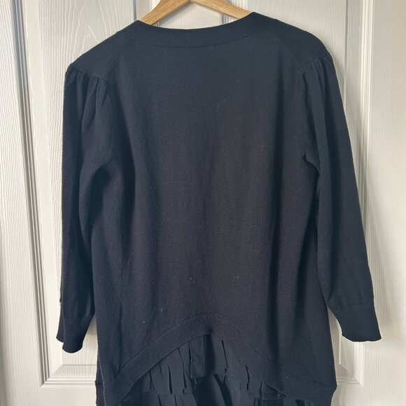 Theory Cardigan Cashmere Blend Black Button Down Ruffled Hem Sweater SZSP - Picture 6 of 9